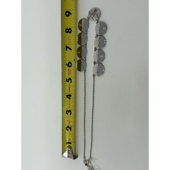 NWT Bancroft Silver Tone Disc Necklace with Clear Stones - Picture 8 of 8